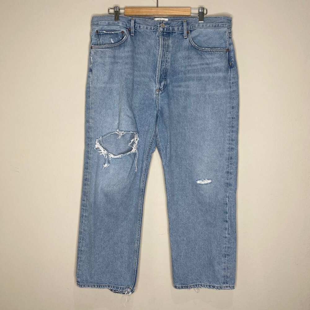 Agolde 90s Crop Distressed Jeans *Echo* Sz 34 - Picture 2 of 14